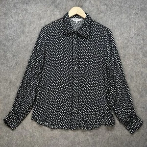 Brora Chiffon Blouse Womens Uk 12 Black Midnight Star Long Sleeve Semi Sheer - Picture 1 of 13