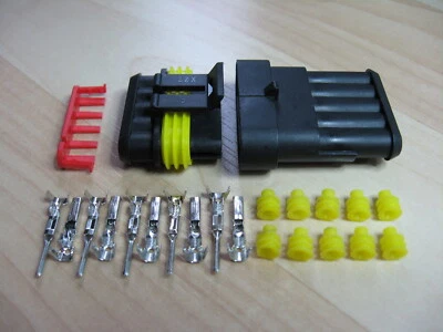 Weatherproof Automotive Connector Set 5-pin Male/Female 20Amps 22-16AWG #E38E - Image 1 of 4