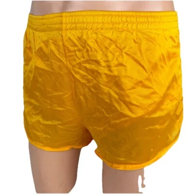 Vintage Nylon Running Shorts Medium Gold Deadstock Gym Lined 80s Cobblestones - Image 1 of 4