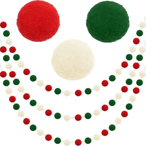 Christmas Pom Pom Garland Christmas Decorations for Tree Indoor Home Room Decor - Picture 1 of 12