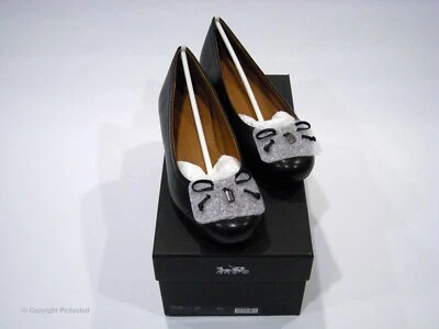 Corbata de ballet COACH para mujer de cuero negro - talla 8,5 - G2690 - NUEVO Foto 1 de 4