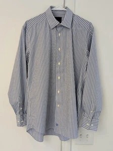 David Donahue Dress Shirt in Blue and White Stripe Men's 16 34/35 - Picture 1 of 15
