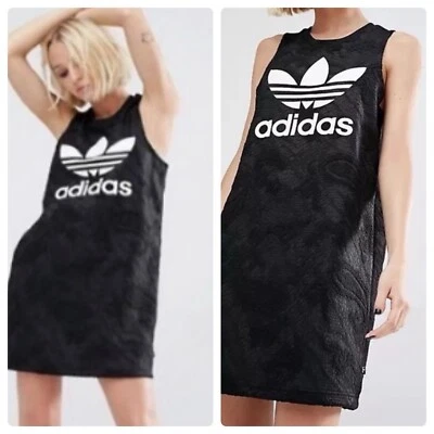 Adidas Bonded Lace Trefoil Damask Textured Tank Top Mini Dress Womens Size Small - Image 1 of 4