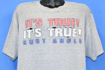 Camiseta vintage años 90 WWF KURT ANGLE ITS TRUE #1 OLYMPIAN DISTRESSED lucha libre XL  Foto 1 de 4