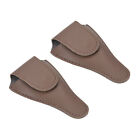 2Pcs 4.5"x2.6" PU Leather Embroidery Scissors Sheath Protective Cover Dark Brown