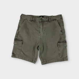 Quicksilver Green Straight Leg Cotton Blend Cargo Shorts Men's 34 Beach - Picture 1 of 11