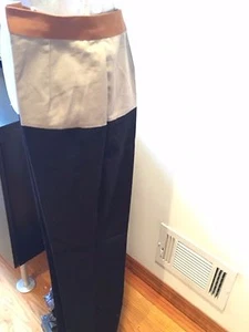 NEW LONGCHAMP BLACK BEIGE COTTON PANTS SIZE 4 38 - Picture 1 of 7