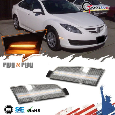 Juego de 2 luces de señalización laterales LED transparentes para guardabarros de rueda delantera Mazda 6 2009-13 Foto 1 de 4