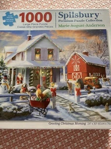 Spilsbury 1000 Puzzle "Greeting Christmas Morning" von Marie August-Anderson; NEU - Bild 1 von 5