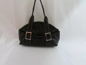 KENNETH COLE BLACK LEATHER SHOULDERBAG - Picture 1 of 10