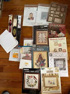 Large Lot of Counted Cross Stitch Fireman Prayer Waiting Daddy Angels The Gleane - Picture 1 of 21