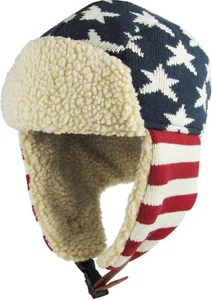 USA Flag America Aviator Trapper Hat Winter Cap Ski Warm Fur Cap - Picture 1 of 13