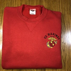 USMC United States Marine Corps Sweatshirt Red Mens Large Long Sleeve USA - Picture 1 of 10