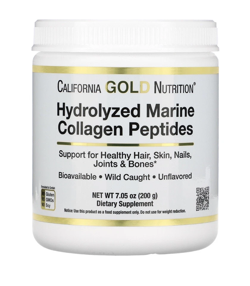 California Gold Nutrition Hydrolyzed Marine Collagen Peptides 200g - Image 1 of 3