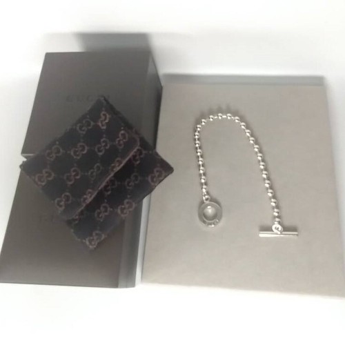 Bracciale Gucci in argento sterling 925 con catena a sfera misura 19 7" con scatola
