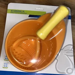 Baby Food Masher Bowl Set Fruit Vegetable Puree Mash Bowl BNIB Grinding Rod Tool - Picture 1 of 4
