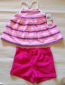 NWT NAUTICA GIRLS 2 PIECE PINK SHORTS SET SIZE 12M $42 - Picture 1 of 2