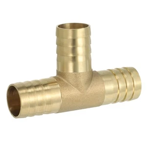 5/8" Brass Tee Hose Barb Fitting, 3 Ways Union Intersection T Shape Barbed Sp... - Picture 1 of 7