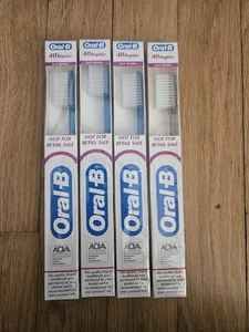 Vintage 1988 Oral B Set Of 4 Toothbrushes 40 Regular Blue & Gray/Grey Toothbrush - Picture 1 of 4