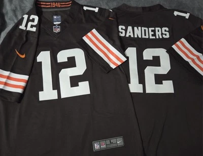 EE. UU. Envío 4 días! Camiseta cosida grande Shedeur Sanders Cleveland Browns 12 Foto 1 de 3