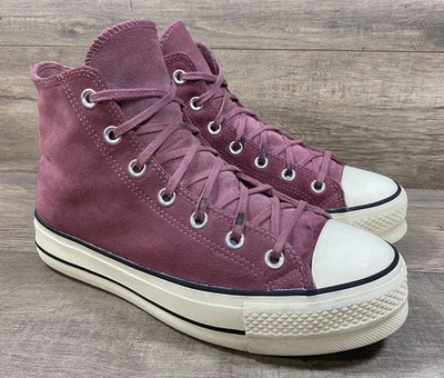 Zapatos Tenis Converse Chuck Taylor Plataforma Púrpura Gamuza Altos Para Mujer Talla 9.5 Foto 1 de 4