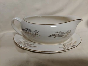 Lifetime China Prairie Gold Gravy Boat w/ Under Plate - Picture 1 of 3