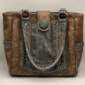 Women's Montana West Metal Studded Purse Brown OKDJ2338 - Picture 1 of 5