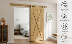 6.6FT Stainless Steel Sliding Barn Door Hardware Closet Track Kit for SingleDoor - Picture 1 of 11