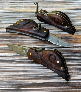 gamsjaga Damast Taschenmesser GJ07 Schnecke Nussbaumholz - Bild 1 von 1