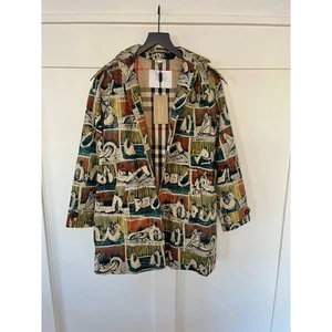 Burberry Children All-Over Pattern Trench Jacket with Hood Multi Color 14 Youth - Picture 1 of 3