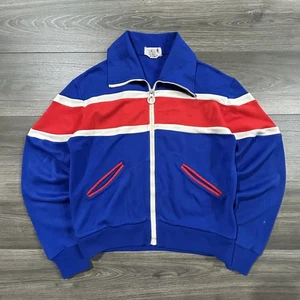 Chaqueta deportiva True Vintage años 70 para hombre pequeña retro bloque de color acrílico a rayas - Imagen 1 de 7