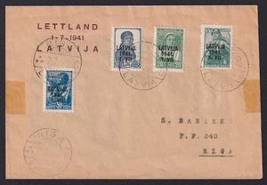 LATVIA 1941, Special cover from Riga, Overprint on USSR stamps, WWII - Picture 1 of 2