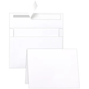 White Blank Greeting Cards with Envelopes 5 x 7 Heavyweight Folded White Card... - Picture 1 of 7