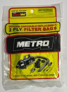 Metro Vacuum Part No P101-26 DVP-26RP 2 Ply Genuine Disposable Bags 5-Pack - Picture 1 of 2