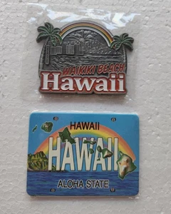 Two (2) Refrigerator Magnet - Waikiki Beach Hawaii - Aloha State Hawaii - Picture 1 of 7