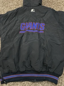Vintage Starter NFL New York Giants Full Zip Puffer Jacket Black Size Large - Bild 1 von 9