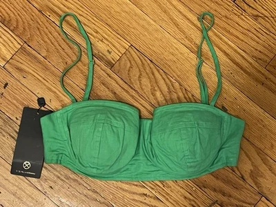 NWT VIX Paula Hermanny Solid Liana Short Top Corset Linen In Kiwi Size Small - Image 1 of 4