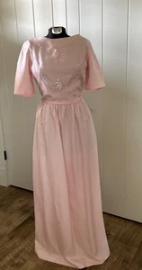Vintage Early 1960’s Pink Satin Ladylike Formal Dress With Removable Waist Train - Picture 1 of 11