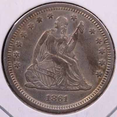 1861 Liberty Seated Quarter., About Uncirculated+., Coin., Store#1086 - Image 1 of 2