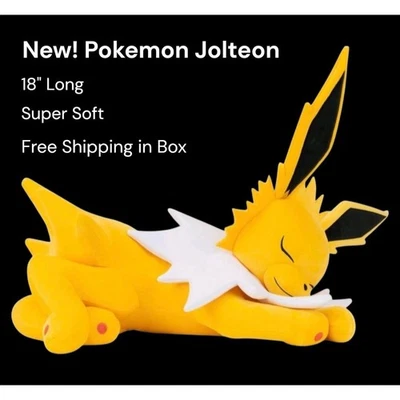 Pokemon 18" Peluche Dormir Jolteon Peluche Juguete Súper Suave Auténtico Nuevo Foto 1 de 4