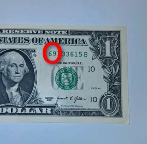 J 69133615 B - ERROR NOTE - 2021 Dollar Schein "Heavy 9" Ink / Die Error - USA - Bild 1 von 6