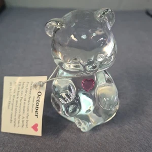 Fenton Crystal Bear October Rose Zircon Handmade in USA with Tag Art Glass - Picture 1 of 7