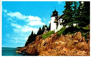 Bass Harbor Light Acadia National Park Mt. Desert Island Maine Chrome Postcard - Picture 1 of 2