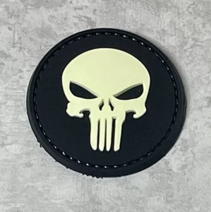 Patch Teschio Punitore PVC Bagliore al Buio Morale Tattico Gomma PVC Patch - Foto 1 di 5