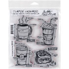 Tim Holtz Cling Stamps 7"X8.5"-Fresh Brewed Blueprint (Pack Of 1)