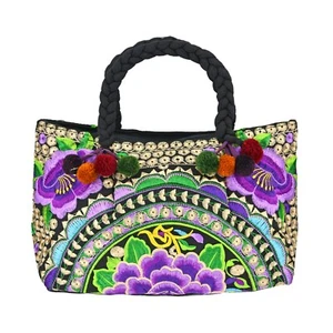 Vintage Chic Floral Garden bestickt Stoff Umhängetasche Handtasche - Bild 1 von 5