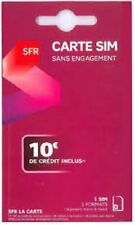 Carte Sim SFR Prépayé 10€ Crédit Offert Sans Abonnement Puce 4G Smartphone Neuf