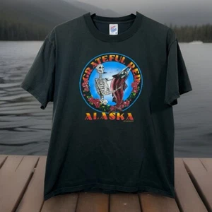 Vintage Grateful Red Alaska Fishing T-Shirt 1991 Dead Head Salmon 1991 90's Tee - Picture 1 of 9