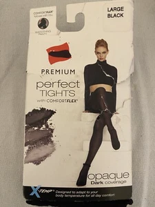 Hanes Perfect Tights Comfort Flex Opaque Dark Coverage X-Temp Black Premium L - Picture 1 of 5