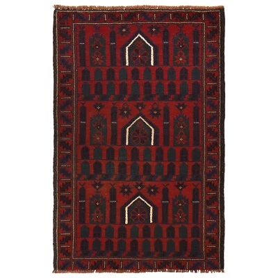 Hand Knotted Tribal Afghan Oriental Prayer Rug Wool Area Carpet 3'0x4'8ft B16373 - Image 1 of 4